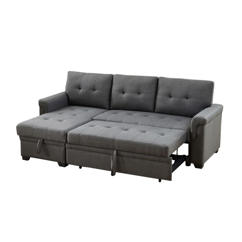 Canapé modulaire réversible en lin gris foncé de 84 po Jardin, Lin gris foncé, H 35 po x l 54 po x P 84 po