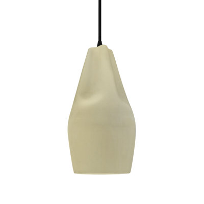 Radiance - Luminaire suspendu 1 lumière Tall Crease - Vanille (brillant) - Noir mat - DEL dédiée - Cordon noir