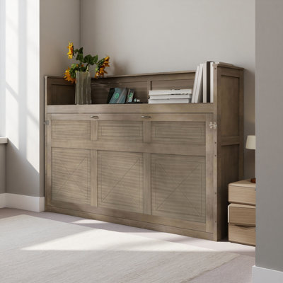 Lit escamotable simple TG avec bureau, lumière DEL et station de charge USB