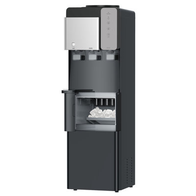 IKT Hot and Cold Water Cooler with Ice Maker Top Loading 27 lbs Daily Capacity Black