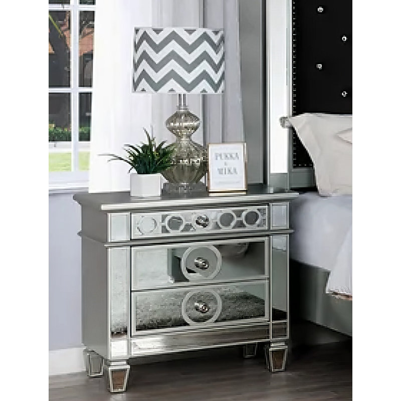 Ensemble de chambre à coucher bleue 4 pièces Iskander, Grand, Gris / argent