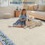 Tapis lavable 9 x 12 po - Tapis à poils courts, doux, antidérapant, à bords floraux, résistant aux taches et pliable pour la vie, le lit, la salle à manger, beige - 9 x 12 pi