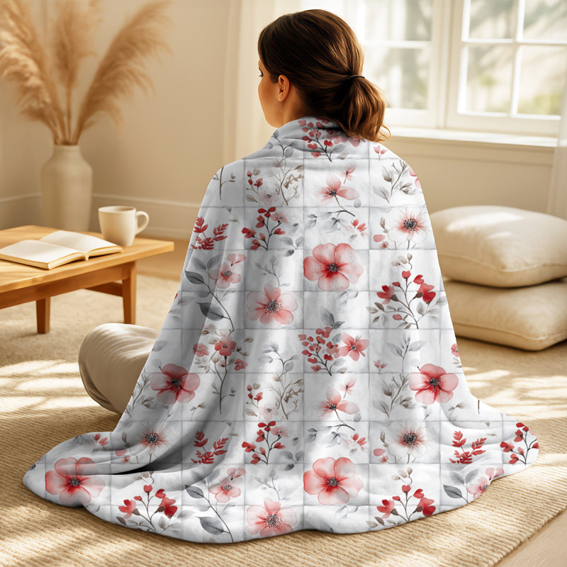Floral Patch I - couverture douillette en patchwork, jeté rustique