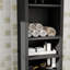 Grande armoire de rangement pour salle de bain avec tablettes ouvertes et panier à linge-1040364748