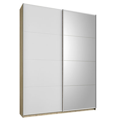 Gandra  Sliding Door Wardrobe 136 cm Oak Sonoma/Alpinwhite Mirror INCL. Delivery and Assembly