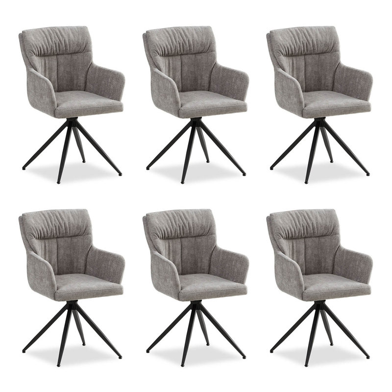 Hearston Linen Upholstered Dining Chair in Grey, 6