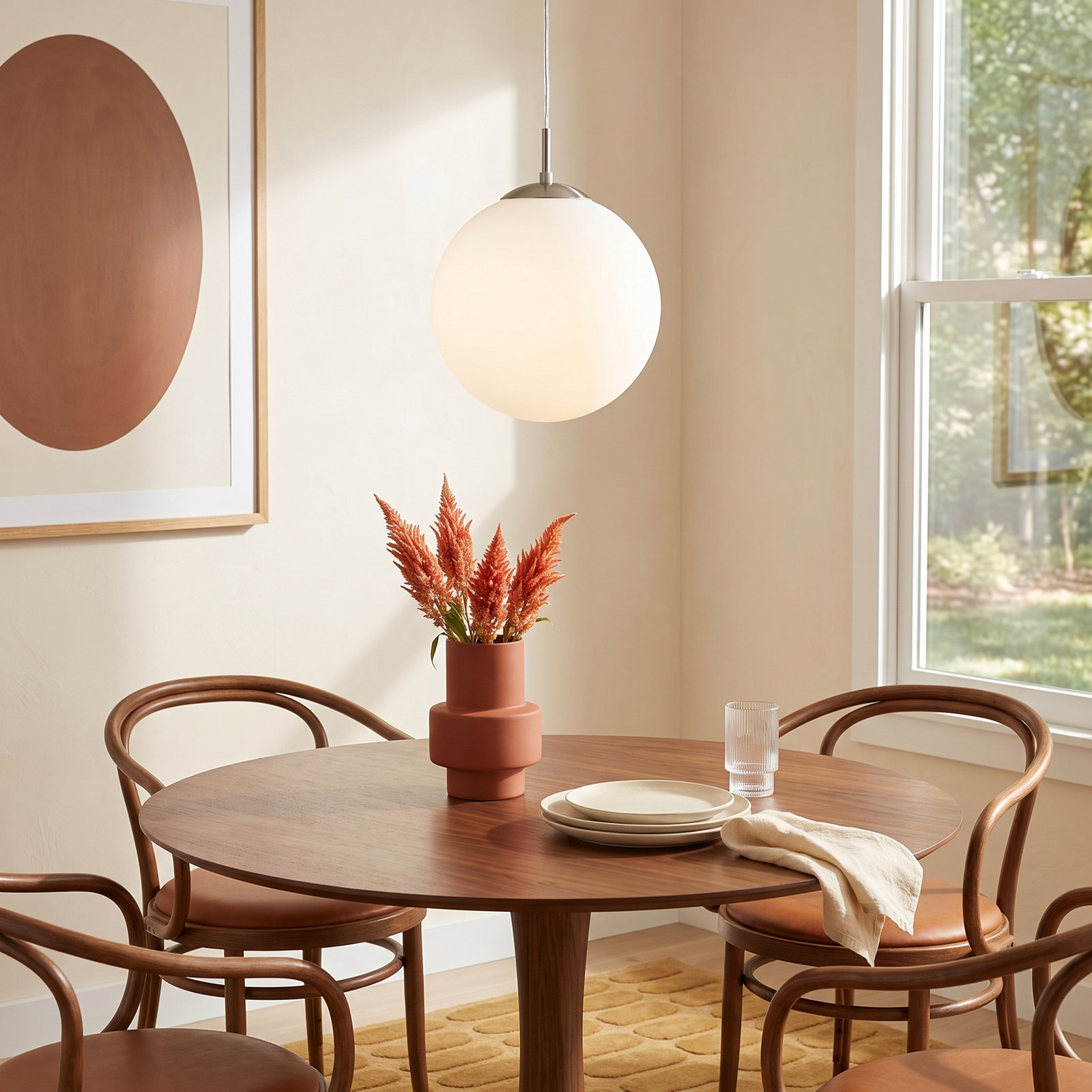 Mia Dimmable Globe Single Light Pendant, 59" H x 9.84" W x 9.84" D