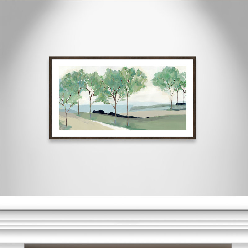 «Pathway to the Sea» par Isabelle Z - reproduction, H 23,5 po x l 41,5 po x P 0,75 po, Papier avec cadre en bois de noyer
