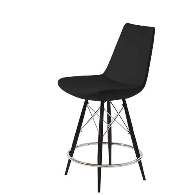Shinkle Upholstered Counter Stool, Natural, White Leatherette, Counter Stool (24” Seat Height)