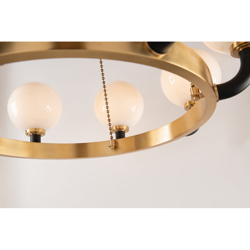 Werner 12 Light Chandelier, Aged Brass/Black
