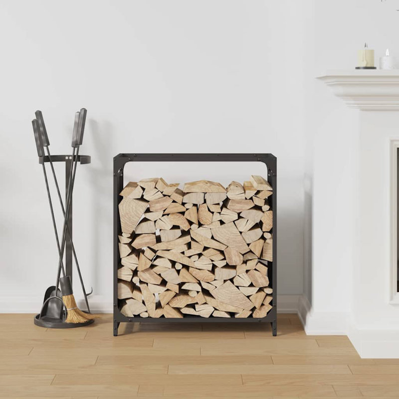 Support à bois de chauffage 23,6 x 11,0 x 25,6 po en acier laminé à froid, Noir