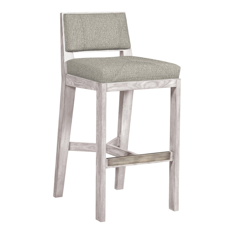 Scoville By Thom Filicia Upholstered Counter Stool with Solid Wood Frame, Dove Gray, Tarbee Pebble