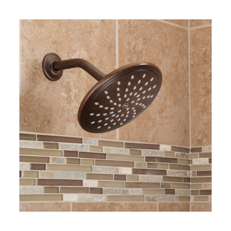 Moen Wide Round Rain Shower Head for Bathroom with 2 GPM High-Pressure Rainfall Spray, Oil Rubbed Bronze