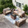 7 - Person Outdoor Wicker Patio Sofa Seating Group With Fire Pit Table