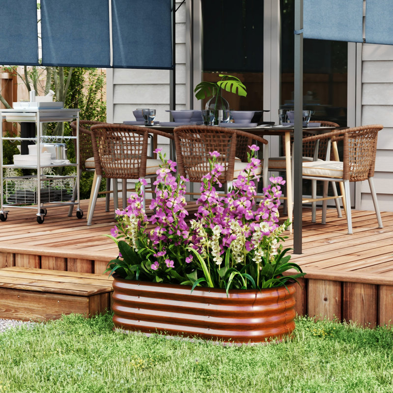 Ensemble de lit de jardin surélevé galvanisé 3,5 pi x 2 pi x 1 pi Outsunny