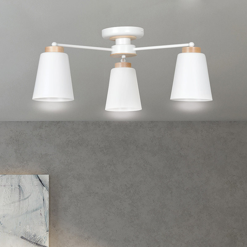 Neville Powdered Coated Steel Semi Flush Mount, White