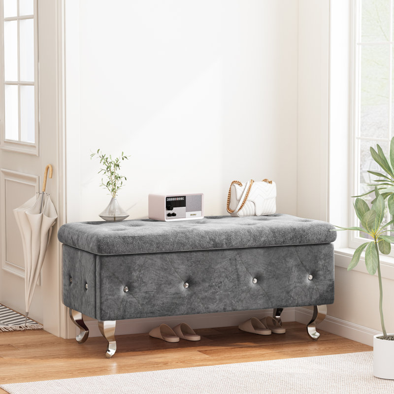 37.4 Inches Storage Ottoman Bench, Ottoman Foot Rest, End of Bed Bench, Storage Chest, Load 330 lb, for Living Room, Bedroom, Entryway