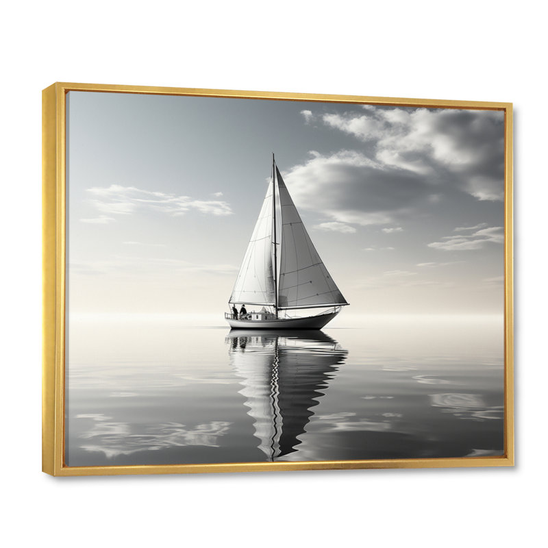Voilier Sérénité II, Cadre flottant doré, 30" H x 40" W
