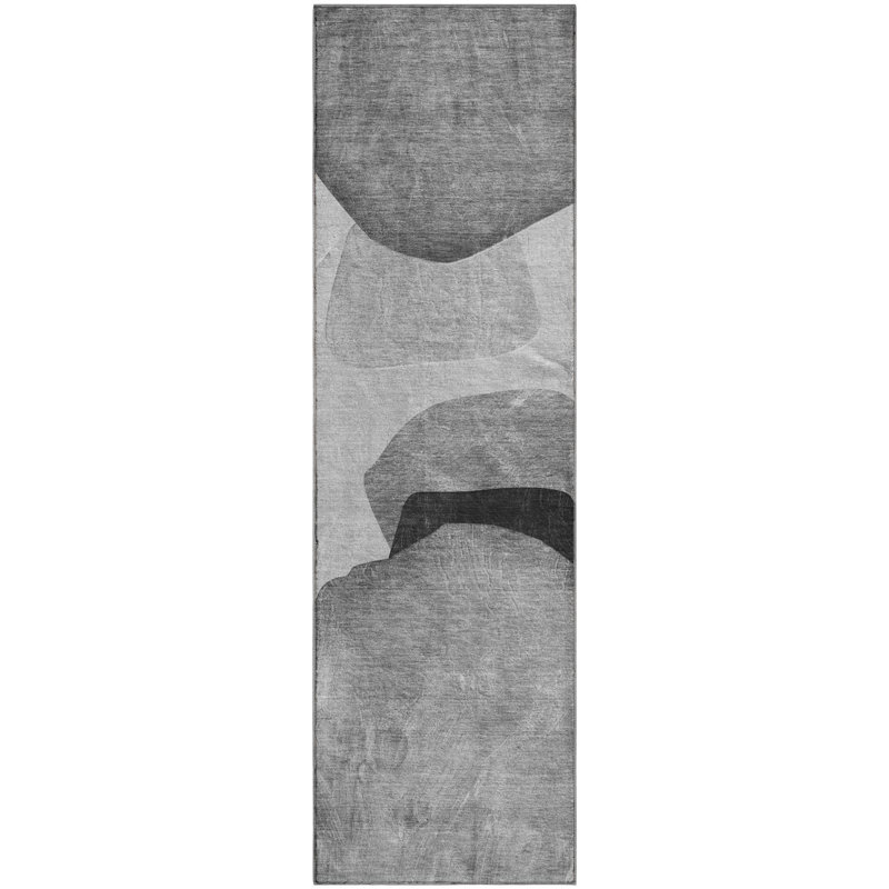 Lavable à la machine de qualité supérieure Cerrito Amf547 - gris, Tapis de couloir 2 pi 3 po x 7 pi 6 po