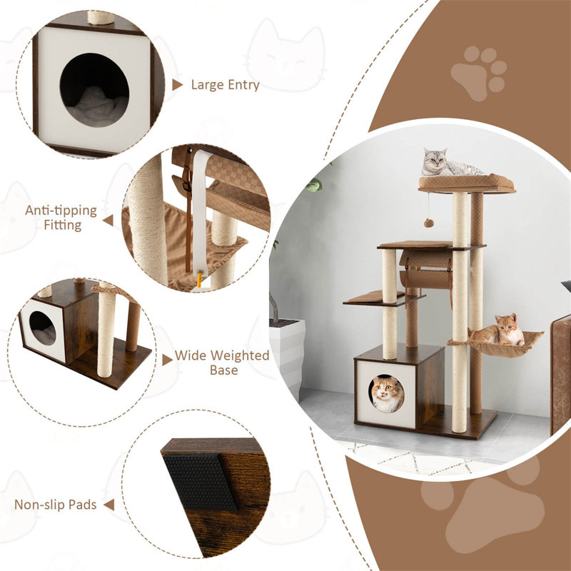 127cm H Cat Tree, Brown