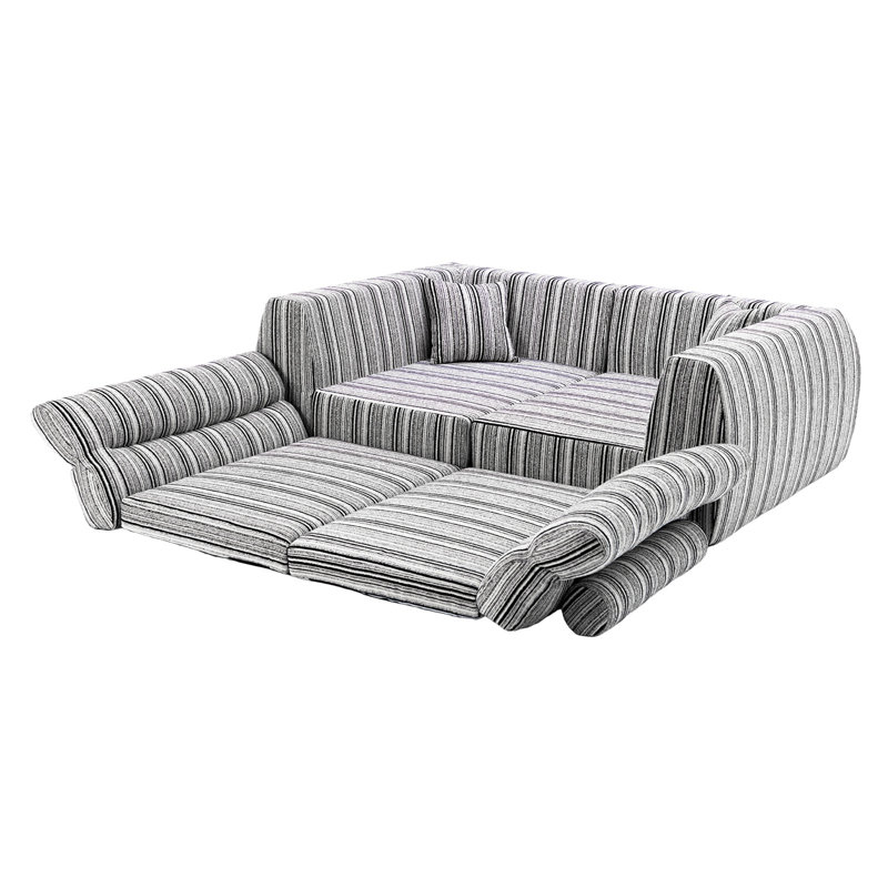 Canapé en éponge à rayures Striped Boucle, Noir blanc
