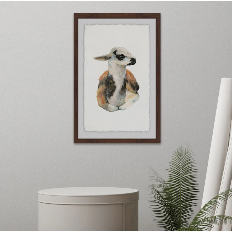 Laying Llama - Single Picture Frame Painting, 46 cm H x 30 cm W