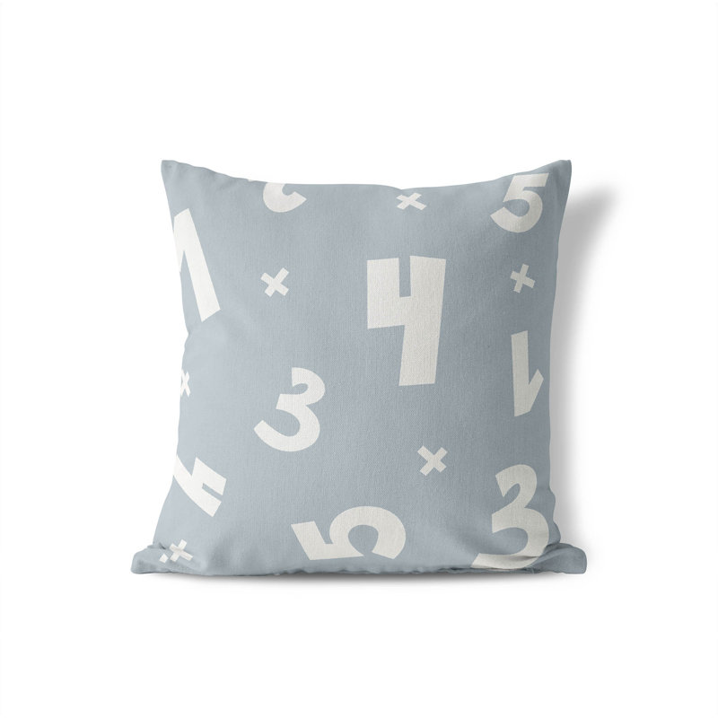 Coussin Numéros,  Bleu ardoise, H 26 po x l 26 po