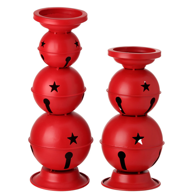 Porte-bougies en métal 12,5 po, Rouge