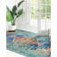 Tapis abstrait turquoise tissé à la machine Dimonetta-23392774