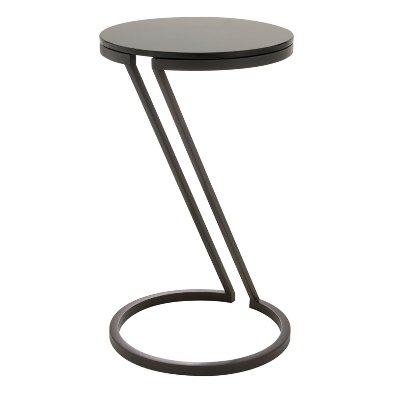 Falcone Glass End Table, Gunmetal