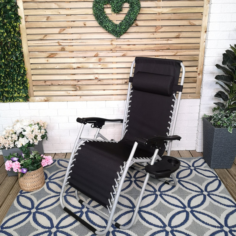 Samuel Alexander Metal Outdoor Lounge Chair, Black/Silver