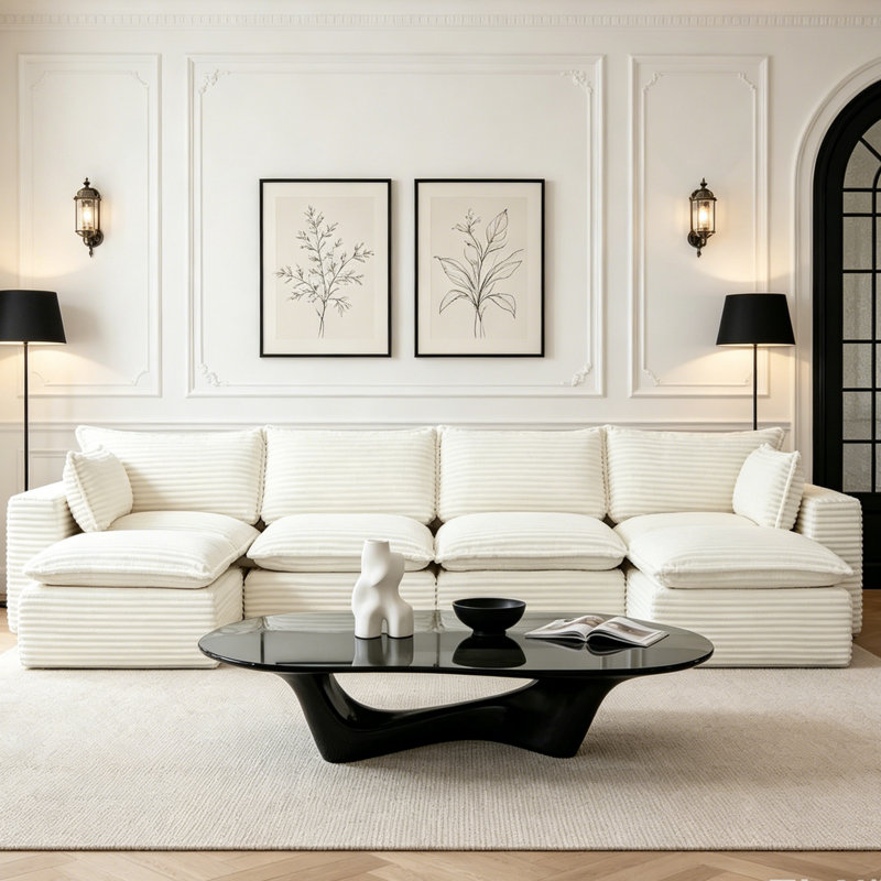 Canapé modulaire de 140 po, fauteuils rembourrés minimalistes modernes, canapé confortable en forme de U pour le salon, canapé d'angle à assise profonde, aucun assemblage requis