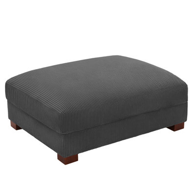 Maelina Upholstered Square Corduroy Ottoman with Solid Wood Legs, Single Ottoman Modular Part For Sectional Sofa by Ebern Designs