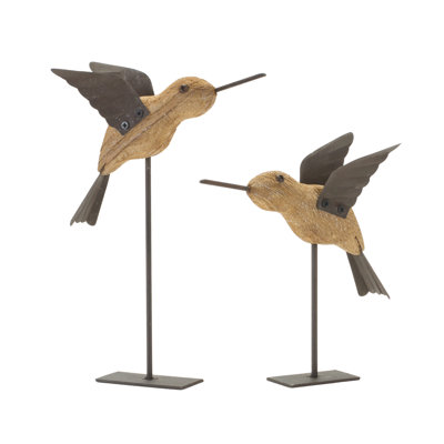 Winston Porter Damiyan 2 Piece Wood/Iron Bird on Stake Set