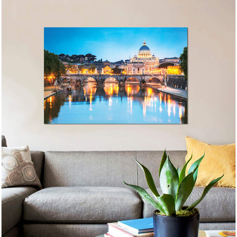 «St Peter's Basilica And Tevere River, Rome» par Matteo Colombo, impression sur toile, H 12 po x l 18 po x P 1,5 po