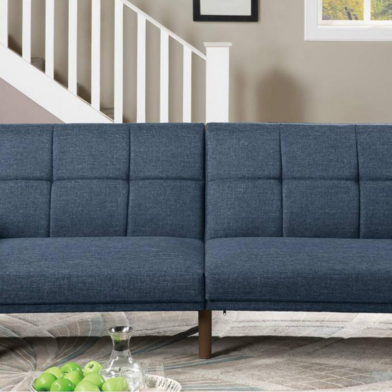 Lucreshia 79.53" W Square Arm Sofa, Linen Blend Navy