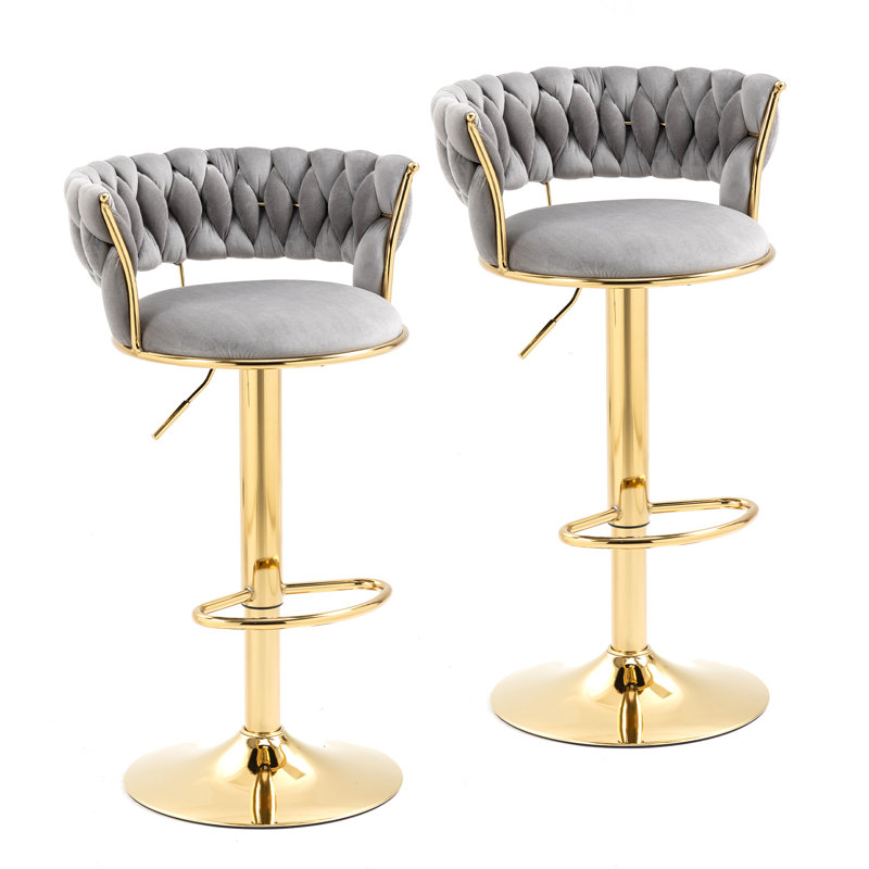 Tabourets de bar pivotants à hauteur réglable, Gris