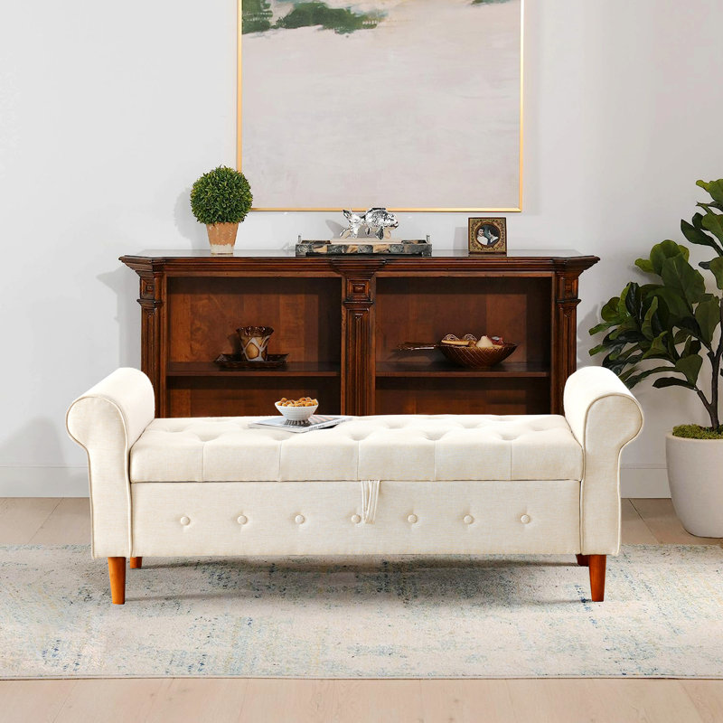 Repose-pieds rembourré Dalchand, Tissu beige