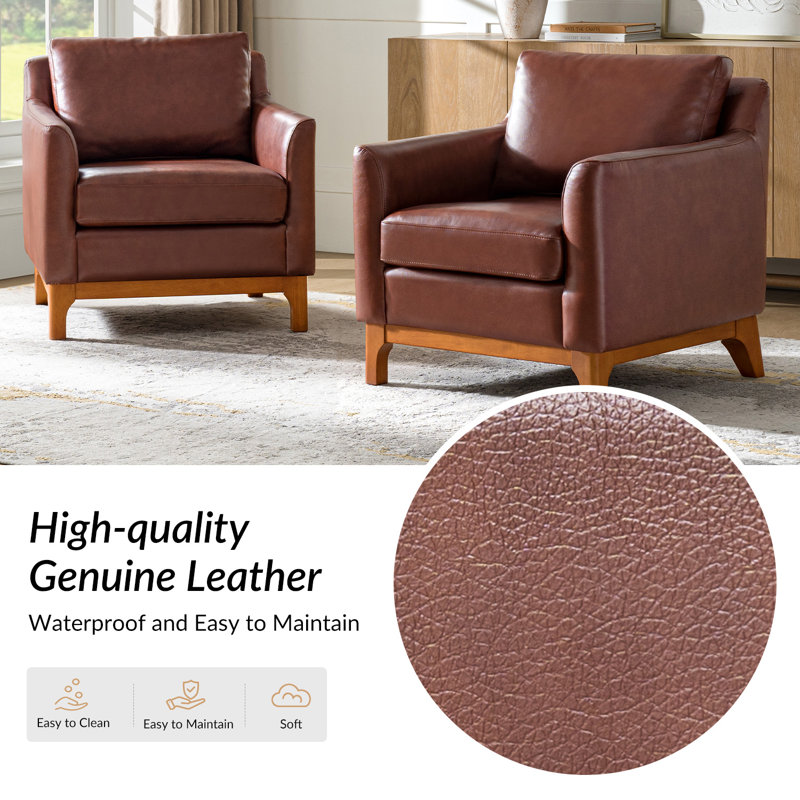 Florita Genuine Leather Armchair, Brown