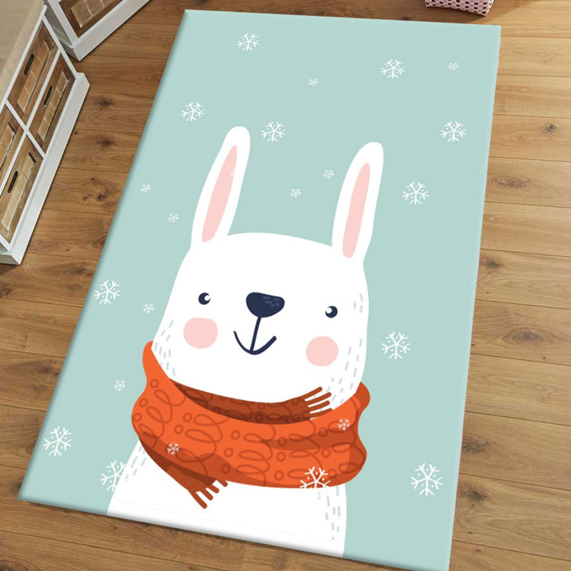 Tapis bleu / blanc en polyester tissé à la machine Golub, Rectangle 4 pi 11 po x 7 pi 7 po