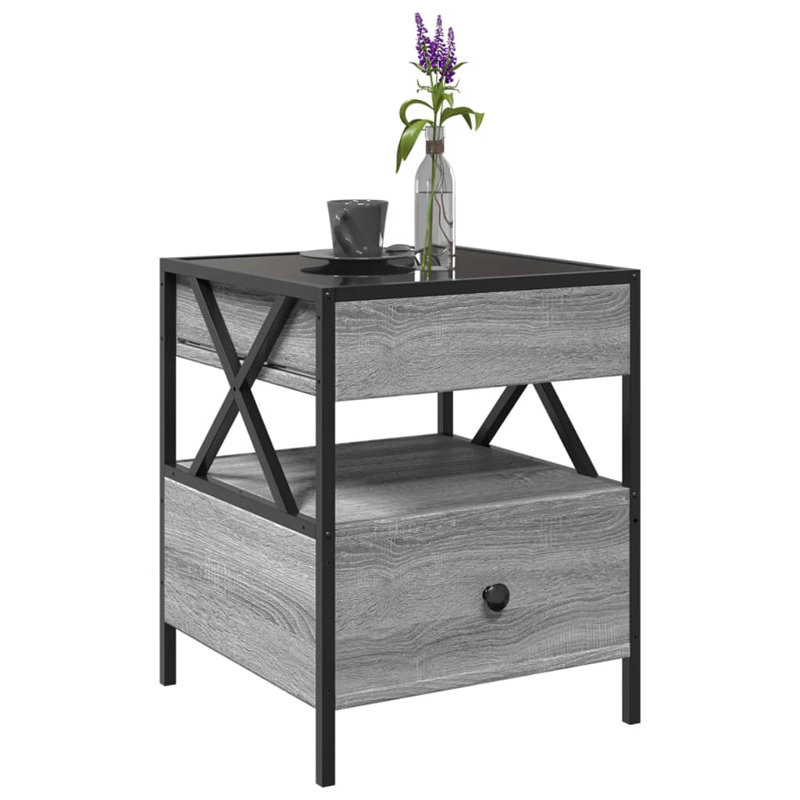 Cvitan Coffee Table with Storage, Grey Sonoma, 51cm H x 40cm L x 40cm W