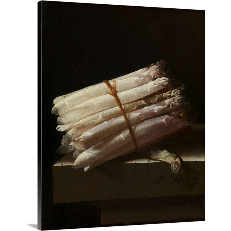Reproduction d’art sur toile, "Still Life avec asperge" par Adrian Coorte, Toile tendue, H 20 po x l 16 po x P 1,25 po
