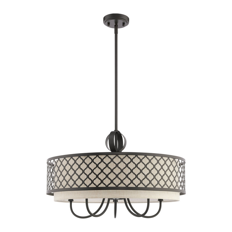 Mance 6 - Light Dimmable Drum Chandelier, English Bronze