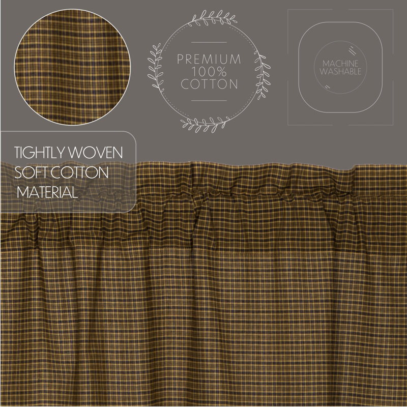 Moss Green Plaid Cotton Rod Pocket 60" Window Valance