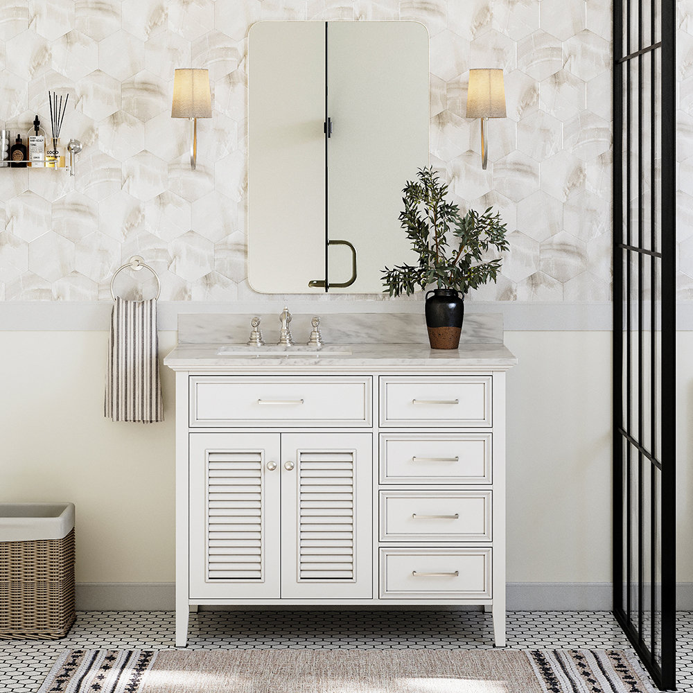 43'' Single Bathroom Vanity, White, Left