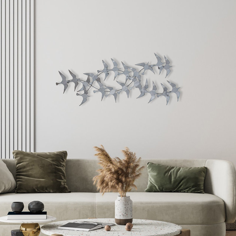 Hand-Painted Decorative Metal Wall Accessory, 44.1 x 4.3 x 19.7 inches | 100% Metal, Thickness: 0.03 inches | Unique Design for Home Decor, Adds Elegance and Style | Perfect for Living Room, Bedroom, and Office Spaces