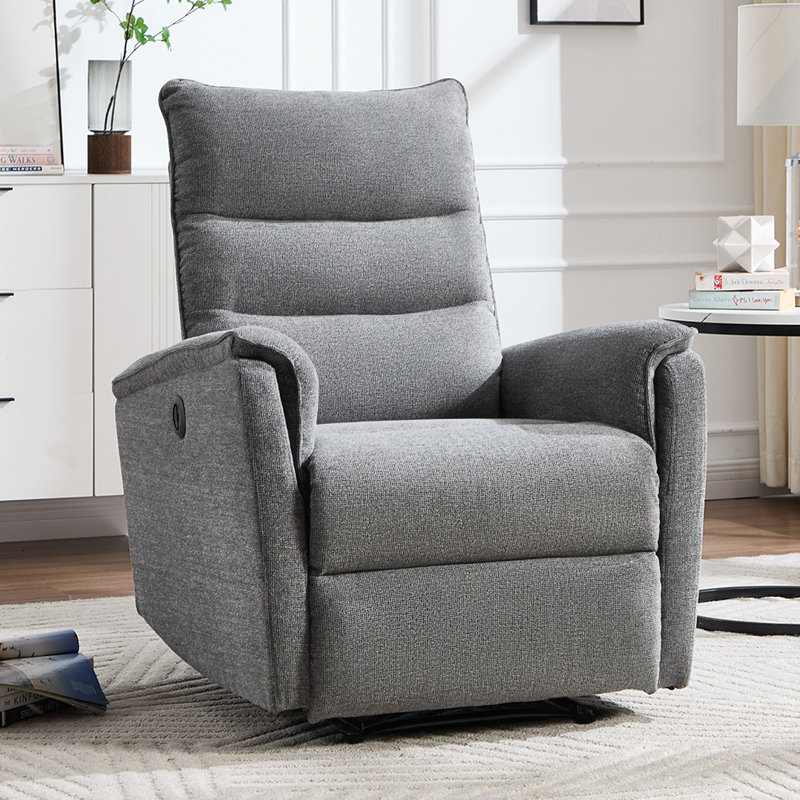98cm Wide Modern Soft Upholstered Power Recliner, Dark Gray