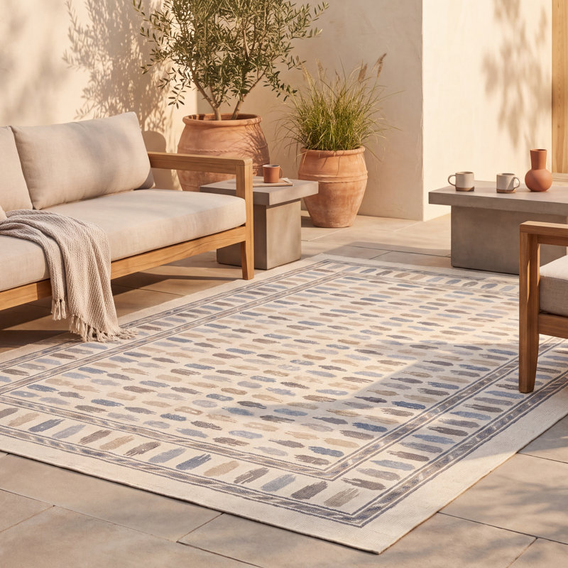Tapis Sycamore moderne à rayures effet pinceau, bleu, gris et beige, lavable en machine, antidérapant, à poils courts, pour l'intérieur et l'extérieur, adapté aux animaux domestiques, idéal pour le salon, la chambre, la salle à manger, l'entrée, le couloir ou le bureau.