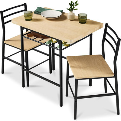 3-piece Modern Dining Set, Space Saving Dinette For Kitchen, Dining Room, Small Space W/steel Frame, Built-in Storage Rack - Natural/black