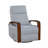 Gray Boucle Fabric Swivel Glider Recliner - Brown Wooden Arms, Living Room Furniture